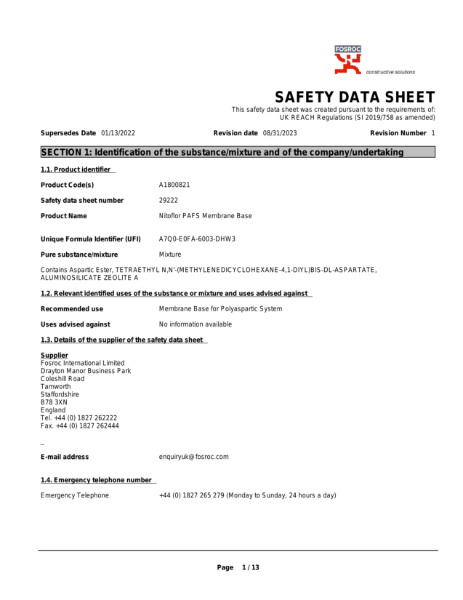 Nitoflor PAFS Safety Datasheet