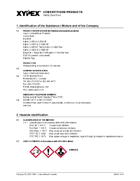 2025-06-25 SDS Cementitious Products