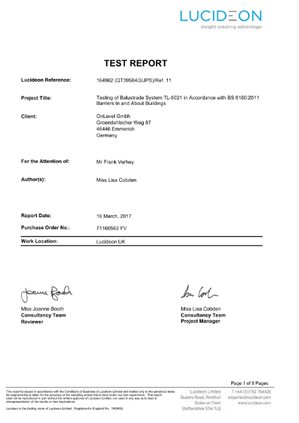 SMART face fixed structural glass test report