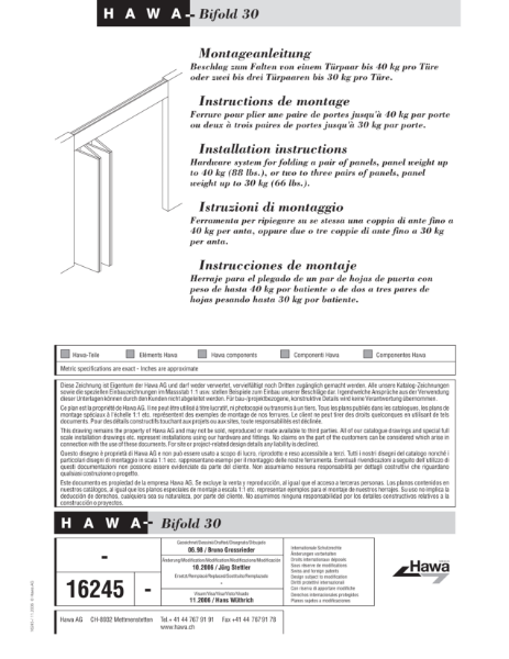 Hawa Bifold 30 Installation Instructions