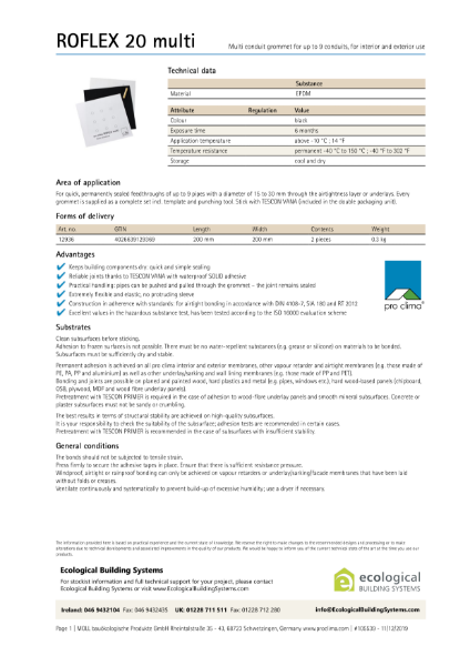Roflex 20 Multi Technical Datasheet