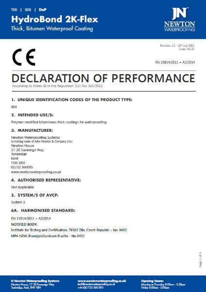 Newton HydroBond 2K-Flex - Declaration of Performance