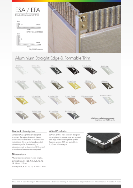 ESA - Aluminium Straight Edge Datasheet