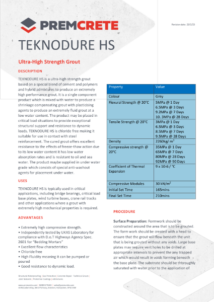 Teknodure HS TDS