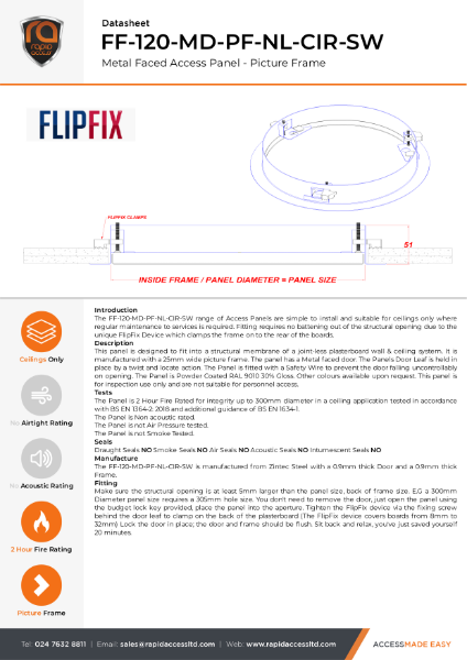 Datasheet - Flipfix Circular Two Hour Fire Rated