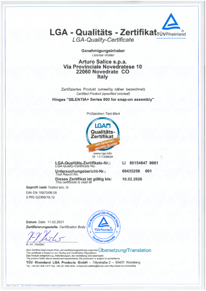 Hinges "Silentia+ series 800