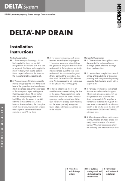 Delta-NP Drain Installation Instructions