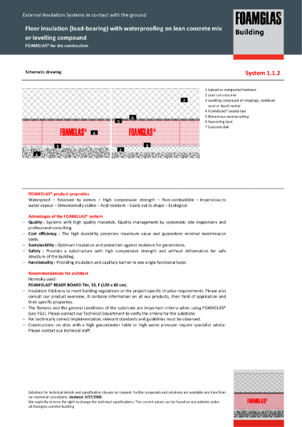 TDS_1.1.2_Floor Below Ground - FOAMGLAS Insulation Beneath Structural Slab (Load Bearing) Waterproofing