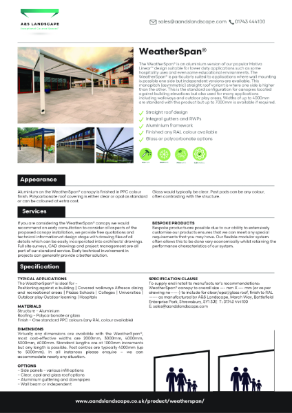 WeatherSpan® - Product Data Sheet