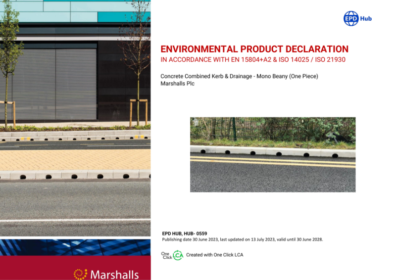 Marshalls Concrete Combined Kerb Drainage - Mono Beany One Piece EPD