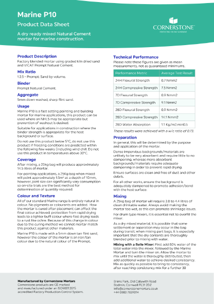 Marine P10 - Product Datasheet