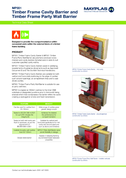 Mayplas MP551 Timber Frame Cavity & Party Wall Barriers - TDS issue 4 01 2025