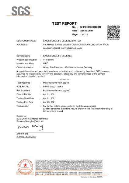 2021.5.9 Report for Fire Resistant - Mid Groove Hollow Decking