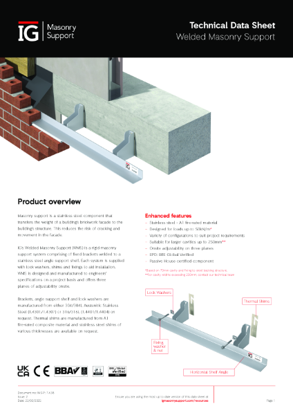 Welded Masonry Support Technical Data Sheet