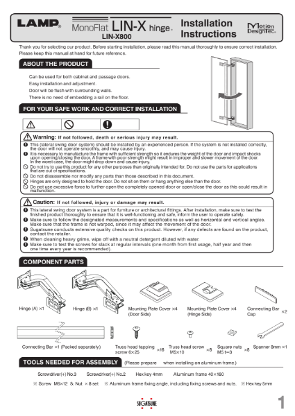 Installation LIN-X800 Manual