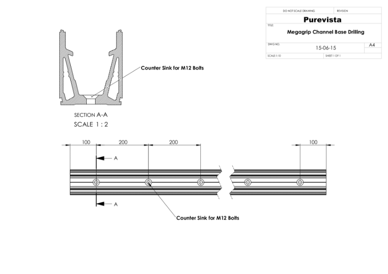 MEGAgrip 3kn Frameless Glass Balustrade Drilling Diagram