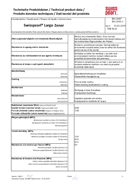 Swisspearl Zenor Datasheet