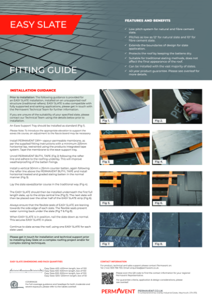 Permavent Easy Slate Waterproof Low Pitch System - Product Data Sheet