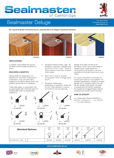 Sealmaster Deluge Information Sheet