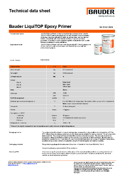 Bauder LiquiTOP Epoxy Primer - Technical Data Sheet