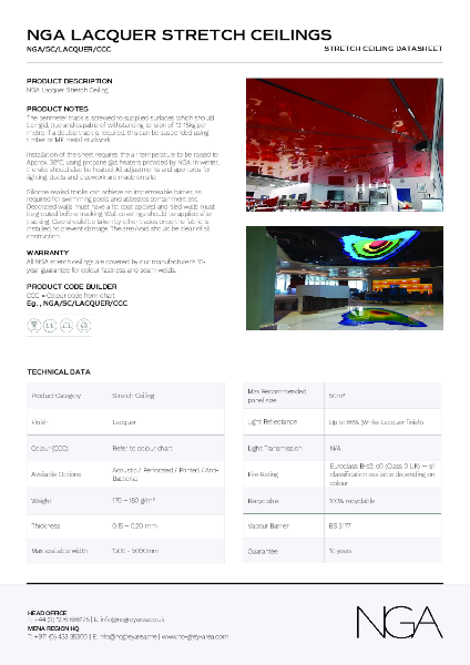 NGA LACQUER STRETCH CEILINGS