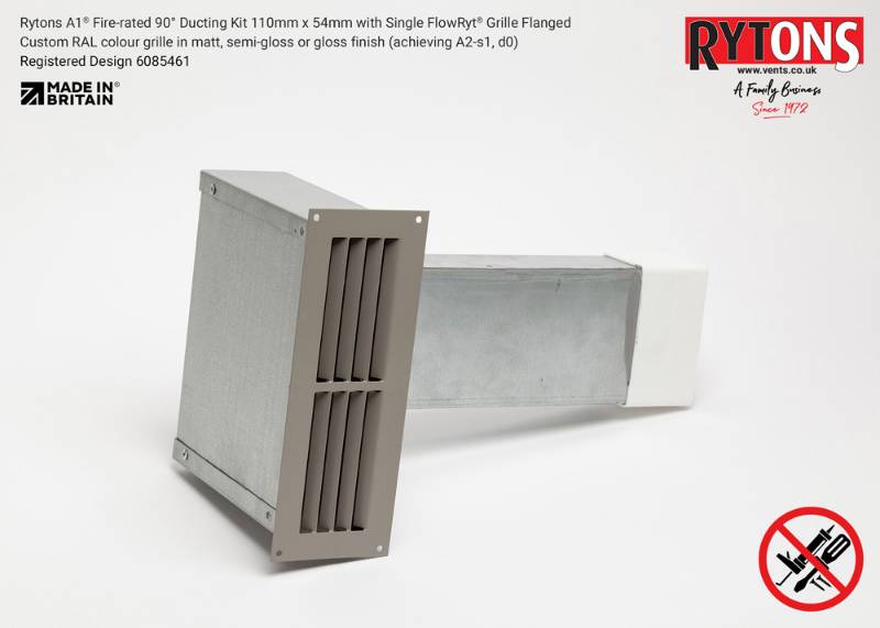Rytons A1® Fire-rated 90° Ducting Kit 110 x 54 mm with Single Air Brick