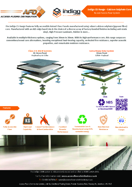 AFD Indigo CS Range - Calcium Sulphate Raised Floor System