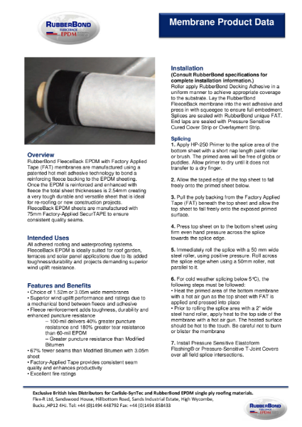 RubberBond Roofing Accessories Technical Data Sheet Binder