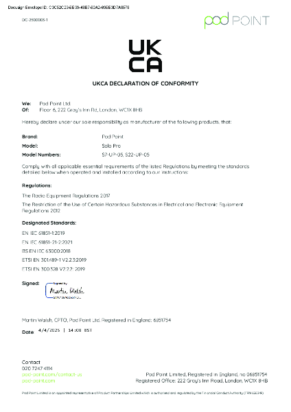 Pod Solo Pro - Declaration of Conformity