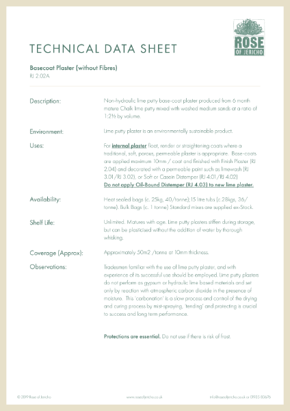 Basecoat Plaster without Fibres - Data Sheet
