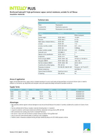 Pro Clima Intello Plus Technical Datasheet