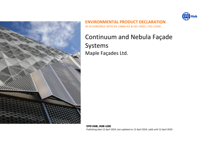 Environmental Product Declaration - Continuum and Nebula architectural façade systems