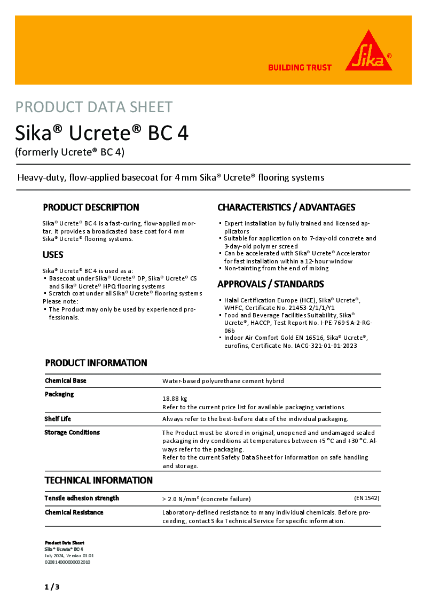 Product Data Sheet - Sika® Ucrete® BC 4