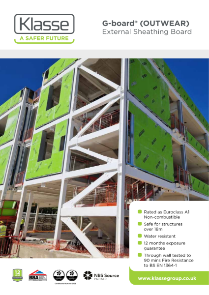 Klasse G-board Gypsum External Sheathing Board (Outwear) Brochure