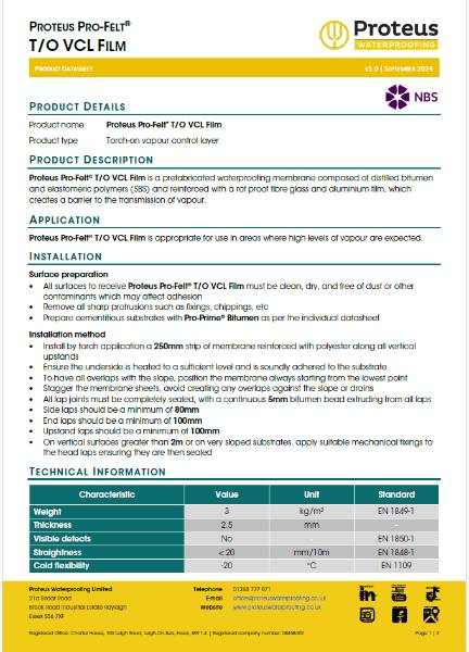 Product Data Sheet - Proteus Pro-Felt® TO VCL Film