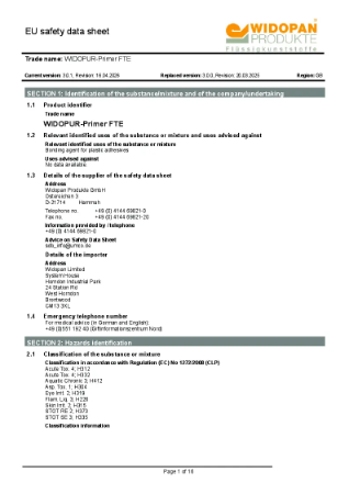 MSDS WIDOPUR-Primer FTE