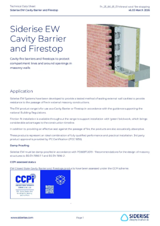 Siderise EW Closed State Cavity Barrier and Firestop -Technical Data
