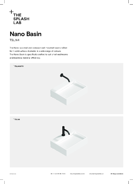 TSL.N_Nano_Basin_Datasheet_EMEA | The Splash Lab Limited | NBS Source