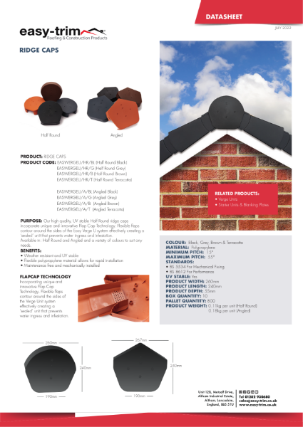 Ridge Caps Datasheet