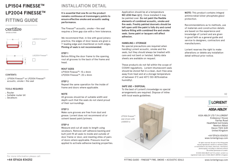 Finesse Seal fitting instructions