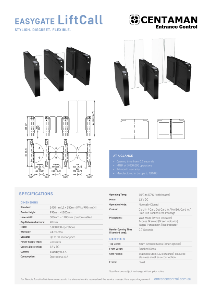Easygate LC- Technical Specification