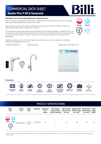 Quadra Plus 9 XR & Gooseneck Datasheet