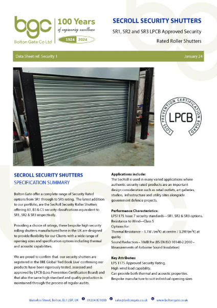 SecRoll Security Shutters - SR1, SR2 and SR3 LPCB Approved Security Rated Shutters