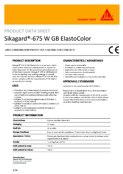Sikagard®-675 W GB ElastoColor - Product Data Sheet