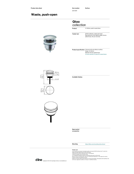 Waste, push-open (data sheet)