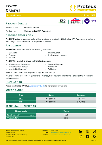 Product Data Sheet - Pro-BW® Catalyst