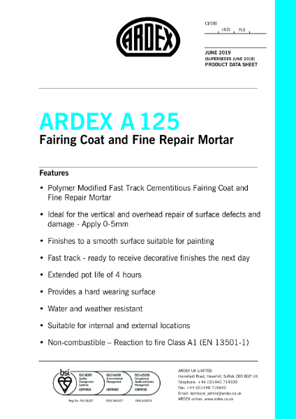 ARDEX A 125 Datasheet