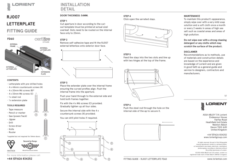 RJ007 FD60 fitting instruction