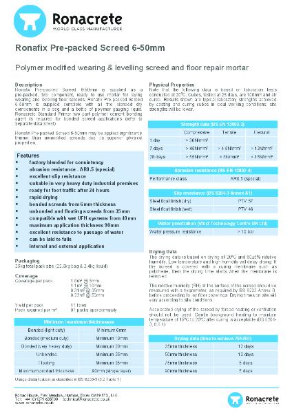 Ronafix Pre-packed Screed 6-50mm