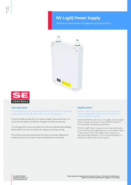 NV KogIQ Power Supply Technical Information & Operating Instructions